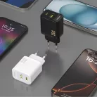 Dudao A26TCEU PD QC 25W GaN USB-A USB-C Hálózati Töltő USB-C Kábellel - Fekete