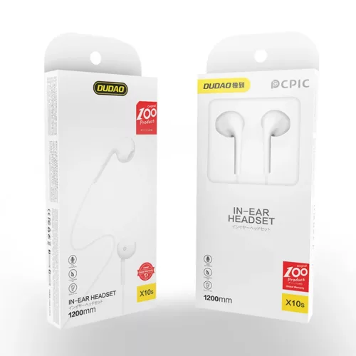 Dudao X10S vezetékes fülhallgató 3,5 mm mini jack 1,15 m - fehér