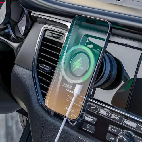 Dudao F24MAX autós telefontartó 15W vezetéknélküli töltéssel, MagSafe kompatibilis, automata tapadókoronggal - fekete