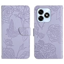   Honor X5c Plus - HT03 bőrhatású, pillangó mintás, dombornyomott flip műbőr tok, lila