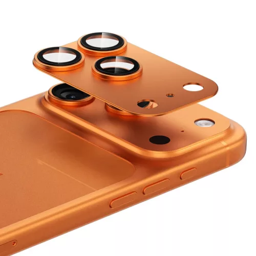 iPhone 17 Pro Benks Edzett üveg Glass Warrior Fém Integrált Lencsevédő (C069) narancs üvegfólia (3 darab lencse)