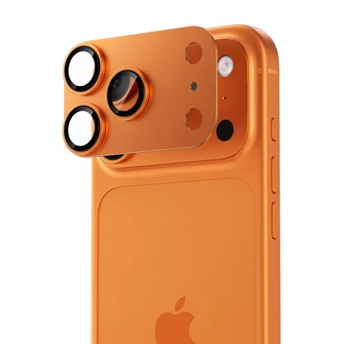 iPhone 17 Pro Max-hoz narancs Benks Edzett üveg Glass Warrior Fém Integrált Lencsevédő (C070) (lencse 3 darab) üvegfólia