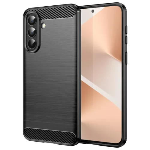 Samsung Galaxy A57 5G Carbon Silicone Techsuit - Fekete tok