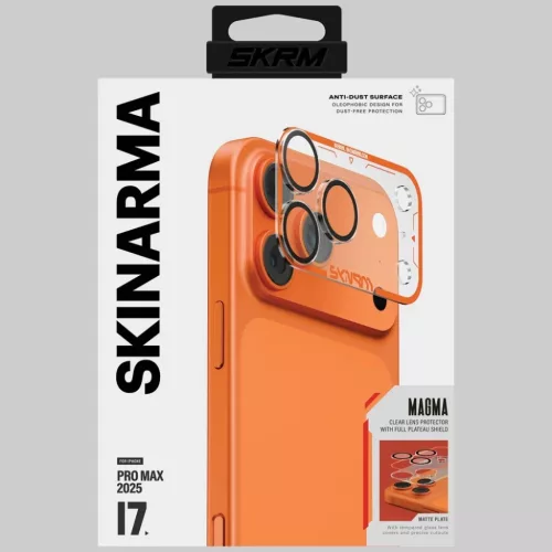 iPhone 17 Pro Max Camera Lens Glass Skinarma Magma Full Matte narancssárga üvegfólia
