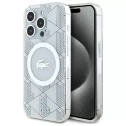   iPhone 15 Pro Max tok Lacoste LCHMP15XUBSH farine kemény tok IML Blend Monogram MagSafe