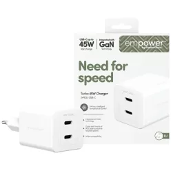 USB-C 2x Mains Charger a PanzerGlass Turbo 45W ezüst-fehér