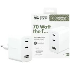   PanzerGlass Turbo 70W 2x USB-C USB-A hálózati töltő adapter ezüst-fehér