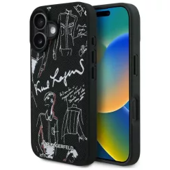   iPhone 16 Karl Lagerfeld Grained Pattern & Logo MagSafe fekete tok