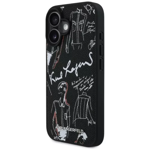 iPhone 16 Karl Lagerfeld Grained Pattern & Logo MagSafe fekete tok