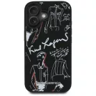iPhone 16 Karl Lagerfeld Grained Pattern & Logo MagSafe fekete tok