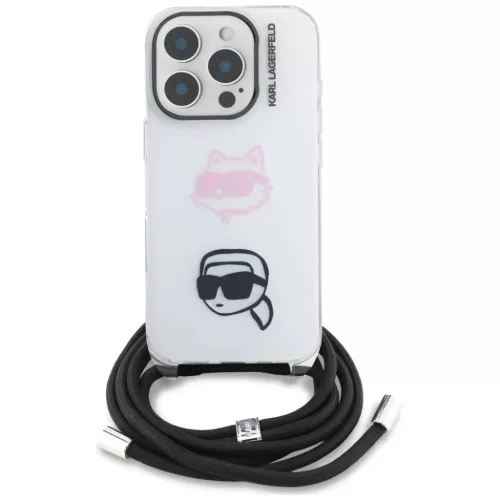 iPhone 16 Pro Karl Lagerfeld IML Crossbody Karl&Choupette Head tok fehér