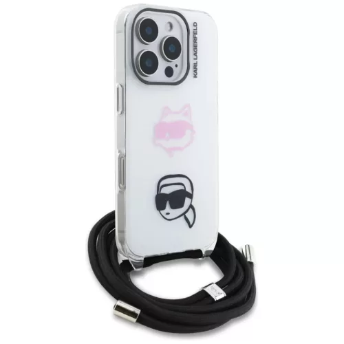 iPhone 16 Pro Karl Lagerfeld IML Crossbody Karl&Choupette Head tok fehér
