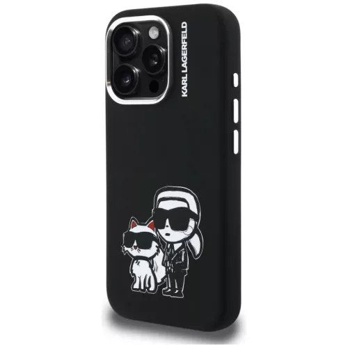 iPhone 16 Pro Karl Lagerfeld Szilikon Karl&Choupette Sketch MagSafe tok fekete