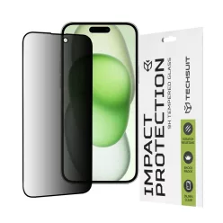   Techsuit - 111D Privacy Teljes Ragasztás - iPhone 15 Plus / iPhone 16 Plus - Fekete üvegfólia