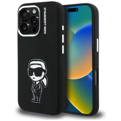 iPhone 16 Pro Karl Lagerfeld Szilikon Karl Sketch MagSafe fekete tok