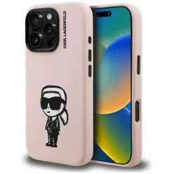   iPhone 16 Pro Karl Lagerfeld Silicone Karl Sketch MagSafe tok rózsaszín