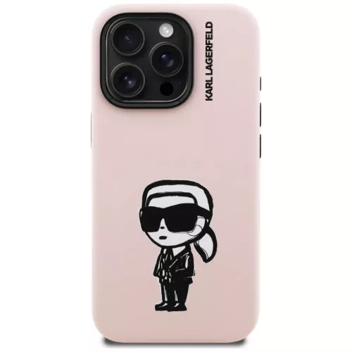 iPhone 16 Pro Karl Lagerfeld Silicone Karl Sketch MagSafe tok rózsaszín
