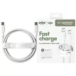   Cable Empower by PanzerGlass Racing 240W USB-C USB-C 1.2m ezüst-fekete