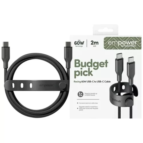 USB-C USB-kábel 60W PanzerGlass Empower Racing 2m fekete