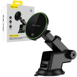   Blavec autós telefontartó BHC-04A Qi2.2 25W mágneses qi töltéssel szélvédőre (BHC04A-MWIB) fekete MagSafe