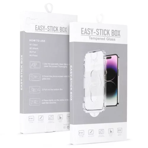 Edzett Üveg Teljes Ragasztású Könnyen Felhelyezhető Doboz iPhone 17 Pro Max Fekete üvegfólia
