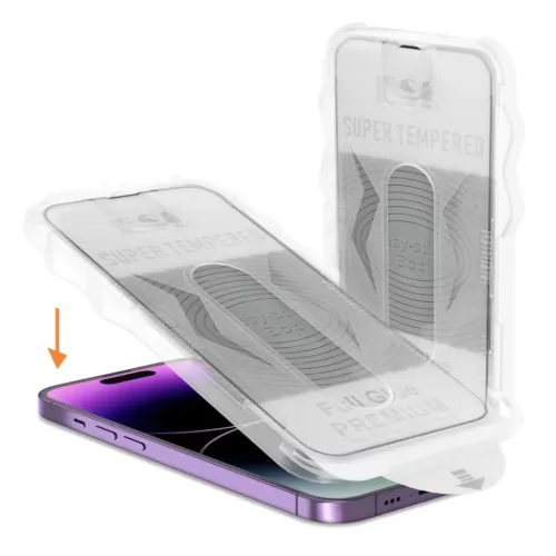 Edzett Üveg Teljes Ragasztású Könnyen Felhelyezhető Doboz iPhone 17 Pro Max Fekete üvegfólia