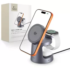   Tech-protect Qi2.2-25w-a48 3in1 Magnetic Magsafe Wireless Charger Dark Grey