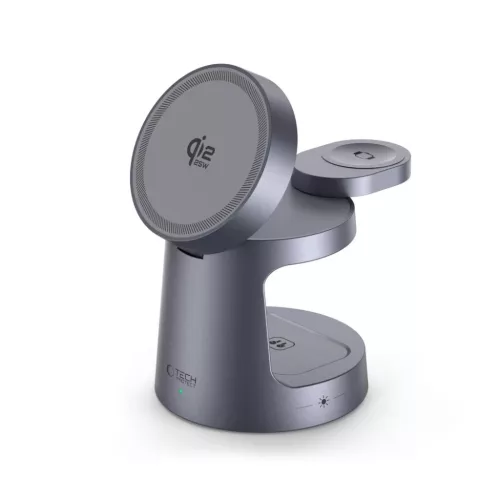 Tech-protect Qi2.2-25w-a48 3in1 Magnetic Magsafe Wireless Charger Dark Grey