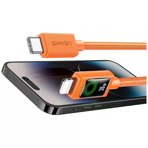 USAMS SJ774 PD 30W USB-C/Lightning kábel 1.2m narancssárga