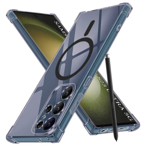 Samsung Galaxy S23 Ultra Smoke Black Techsuit Shockproof Clear Silicone MagSafe tok