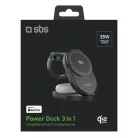 SBS Qi2.2 25W induktív 3 az 1-ben összecsukható töltőállomás MFI tanúsítvánnyal - fekete