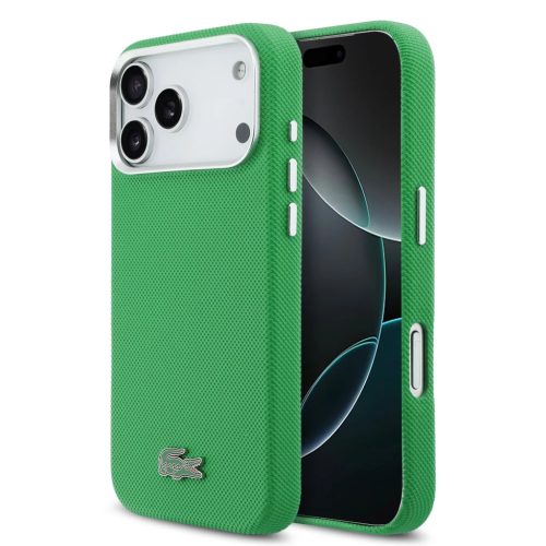 iPhone 17 Pro Max zöld Lacoste Iconic Petit Pique Metal Logo MagSafe tok
