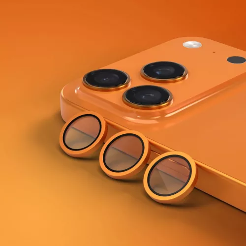 iPhone 17 Pro / 17 Pro Max kamera lencsevédő narancssárga üvegfólia