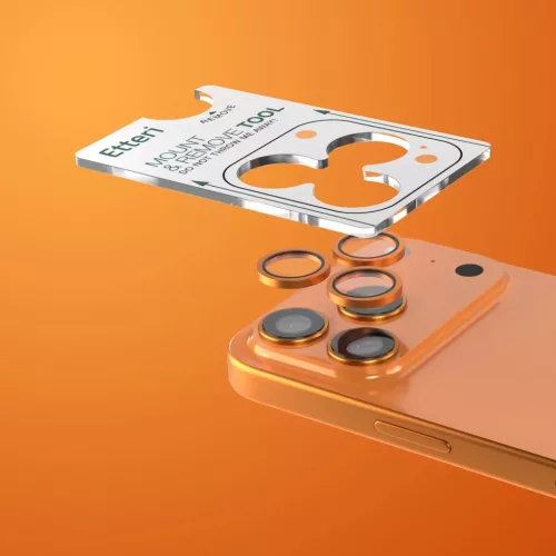 iPhone 17 Pro / 17 Pro Max kamera lencsevédő narancssárga üvegfólia