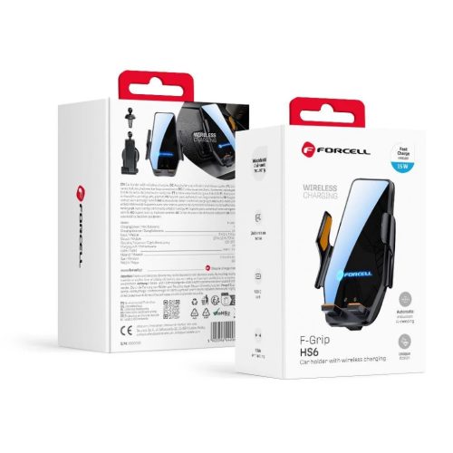 Forcell F-Grip HS6 15W fekete szélvédőre / szellőzőrácsra autós telefontartó