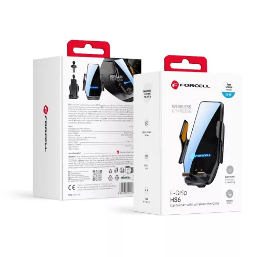 Forcell F-Grip HS6 15W fekete szélvédőre / szellőzőrácsra autós telefontartó