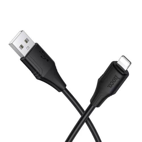 Lightning USB kábel Hoco 2,4A 1 m szilikon fekete