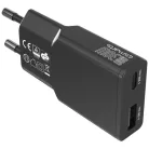 4smarts FlatPlug Duos 30W GaN USB-C/USB-A fekete hálózati töltő adapter