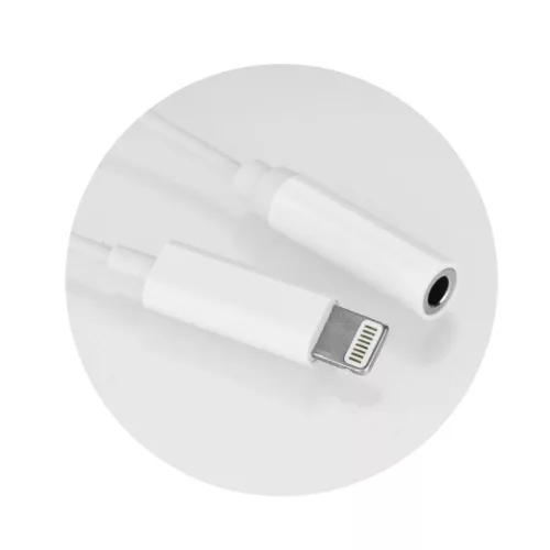 iPhone 7 és iPhone 7 Plus Adapter AUX Lightning (male) Jack 3,5 mm (female) fehér