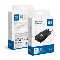   Blue Star Slim GaN USB C + USB A QC4.0 PD 3A 25W TFK-SC-25WAC fekete hálózati USB-C töltő adapter