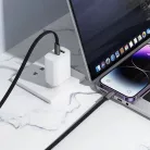 Flat kábel USB C - USB C Hoco 3A 60W 1 m fehér