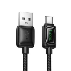   USB A-ról USB C-re LCD kijelzős kábel Hoco 3A 1,2 m fekete