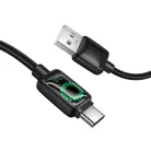 USB A-ról USB C-re LCD kijelzős kábel Hoco 3A 1,2 m fekete