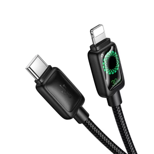 Hoco PD 30W 1,2 m USB C - Lightning kábel LCD-vel fekete