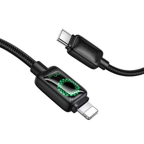 Hoco PD 30W 1,2 m USB C - Lightning kábel LCD-vel fekete