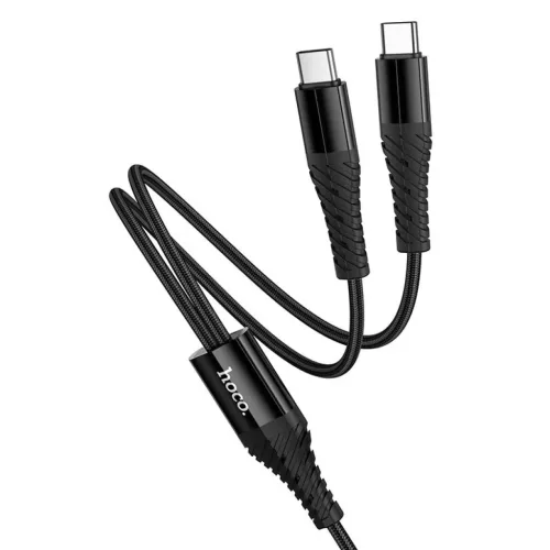 Hoco 2 az 1-ben USB C-ről USB C+C-re kábel 1 m fekete