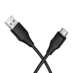 Szilikon kábel USB A-ról USB C-re, Hoco 3A 1 m X124 fekete