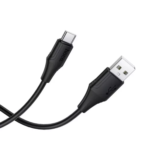 Szilikon kábel USB A-ról USB C-re, Hoco 3A 1 m X124 fekete