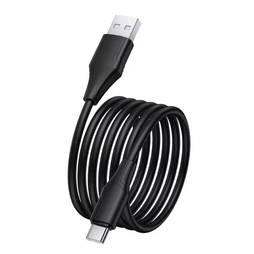 Szilikon kábel USB A-ról USB C-re, Hoco 3A 1 m X124 fekete