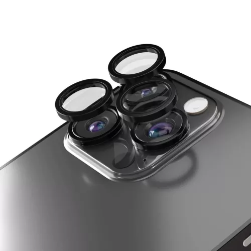 iPhone 15 Pro / 15 Pro Max kamera lencsevédő fekete üvegfólia